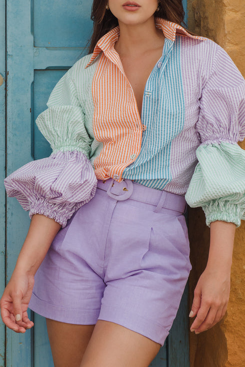 Short Nube Lino Lavanda